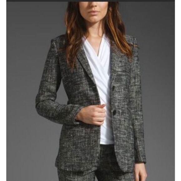 Theory Valea torch blazer size 8 black white tweed excellent condition - Picture 1 of 7